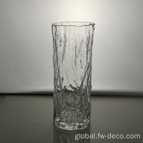 China Tree pattern embossed transparent glass vase for flowers Factory